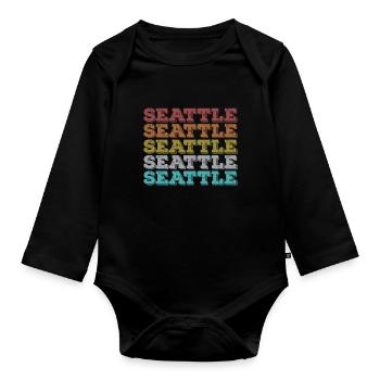 Seattle Retro - Organic Longsleeve Baby Bodysuit - black - Front