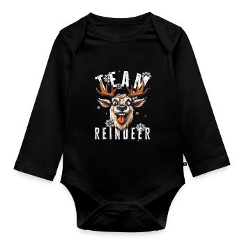 Motif de Noël renne Noël équipe renne - Body Bébé bio manches longues - noir - Devant