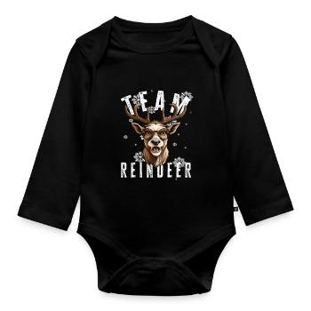 Motif de Noël renne Noël équipe renne - Body Bébé bio manches longues - noir - Devant
