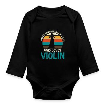Violin Violinist Orchestra Lovers of classical music - Organic Longsleeve Baby Bodysuit - black - Front