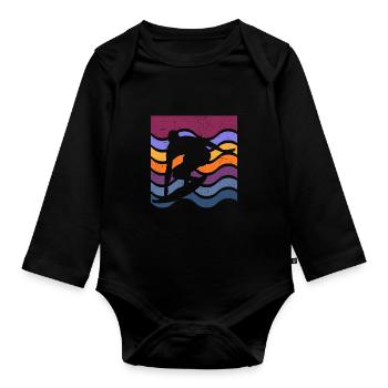 Surf Plage Surf Surf Été Amoureux de la mer - Body Bébé bio manches longues - noir - Devant