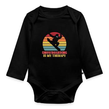 Snowboard Snowboarding Snowboarder Skiliebhaber - Baby Bio-Langarm-Body - Schwarz - Vorne