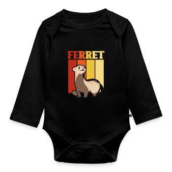 Furet Mignon Animal Furet Amoureux - Body Bébé bio manches longues - noir - Devant