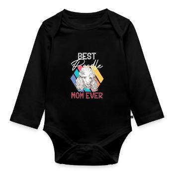 Beste Pudelmama aller Zeiten Welpe Haustier Hundel - Baby Bio-Langarm-Body - Schwarz - Vorne