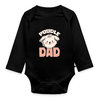 Caniche Papa Puppy Puppy Pet Dog Lover Hun - Body Bébé bio manches longues - noir - Devant