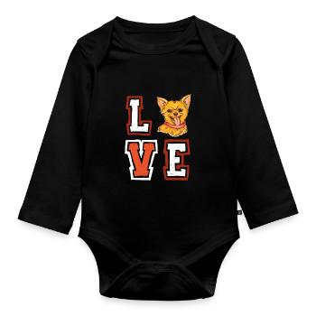 Liebe Rottweiler Welpe Welpe Haustier Hundeliebhab - Baby Bio-Langarm-Body - Schwarz - Vorne