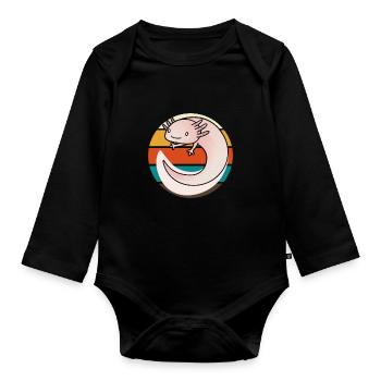 Funny Axolotl Cute Kawaii Animal Fun Liebhab - Organic Longsleeve Baby Bodysuit - black - Front