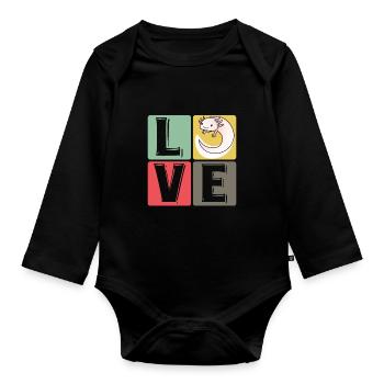 Funny Axolotl Cute Kawaii Animal Fun Liebhab - Organic Longsleeve Baby Bodysuit - black - Front
