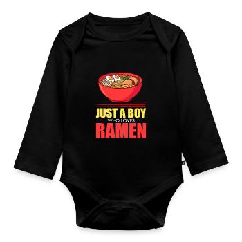 Lustige Ramen Lebensmittel Nudeln Japanisch Anime - Baby Bio-Langarm-Body - Schwarz - Vorne