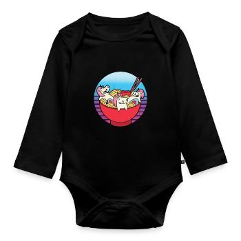 Lustige Ramen Lebensmittel Nudeln Japanisch Anime - Baby Bio-Langarm-Body - Schwarz - Vorne