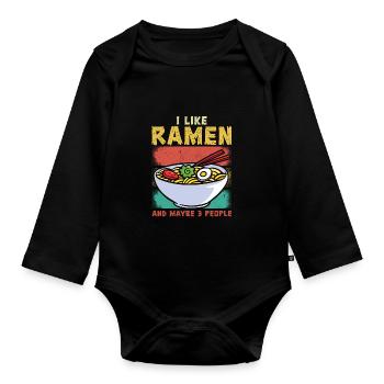 Lustige Ramen Lebensmittel Nudeln Japanisch Anime - Baby Bio-Langarm-Body - Schwarz - Vorne