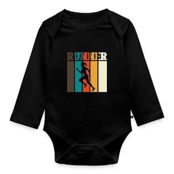Lustiger Marathonläufer Laufen Sport Spaß Liebhabe - Baby Bio-Langarm-Body - Schwarz - Vorne