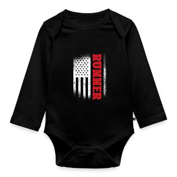 Lustiger Marathonläufer Laufen Sport Spaß Liebhabe - Baby Bio-Langarm-Body - Schwarz - Vorne