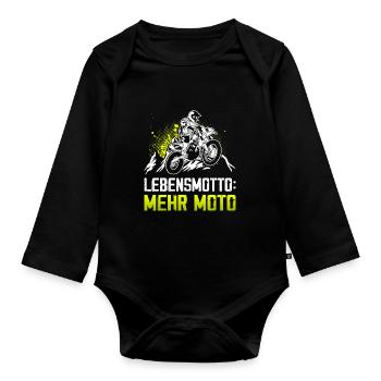 Lebensmotto Mehr Moto Enduro Motocross Motorrad Bi - Baby Bio-Langarm-Body - Schwarz - Vorne