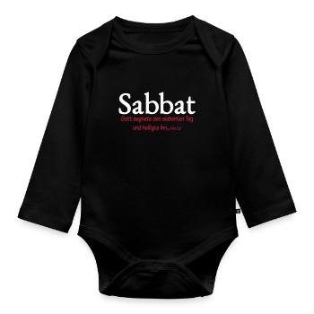 Sabbat T-Shirt gesegnet und heilig Geschenkidee - Baby Bio-Langarm-Body - Schwarz - Vorne