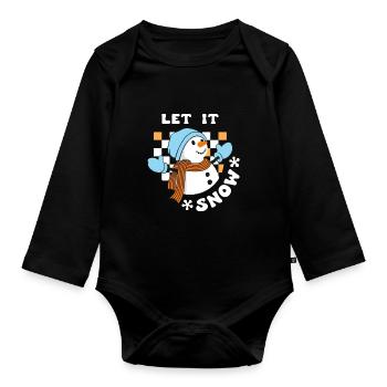 Let it Snow Bonhomme de neige Hiver - Body Bébé bio manches longues - noir - Devant