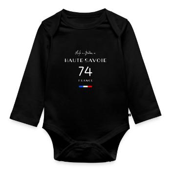 Life is better in HAUTE-SAVOIE Number 74 Rhône-Alp - Organic Longsleeve Baby Bodysuit - black - Front