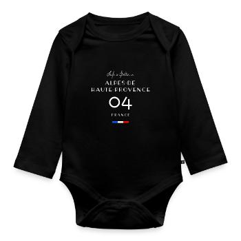 Leben in ALPES-DE-HAUTE-PROVENCE Nummer 04 Digne - Baby Bio-Langarm-Body - Schwarz - Vorne