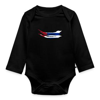 Kuba Flagge Karibik Urlaub Cuba Reise Havanna - Baby Bio-Langarm-Body - Schwarz - Vorne