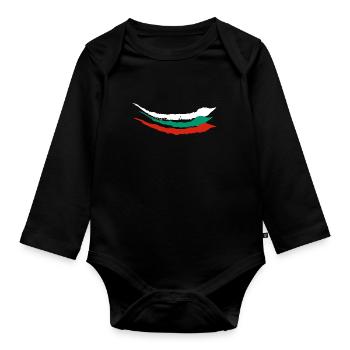 Bulgarien Flagge Bulgarische Fahne Goldstrand - Baby Bio-Langarm-Body - Schwarz - Vorne
