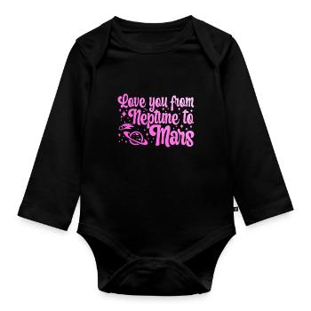 Love You From Neptune To Mars Engagement Wedding - Organic Longsleeve Baby Bodysuit - black - Front