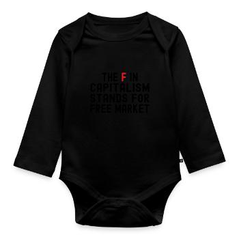 Le F dans le capitalisme Anticapitalisme - Body Bébé bio manches longues - noir - Devant