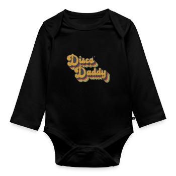 Disco Daddy Retro 60's 70s Party Costume Dad - Baby Bio-Langarm-Body - Schwarz - Vorne