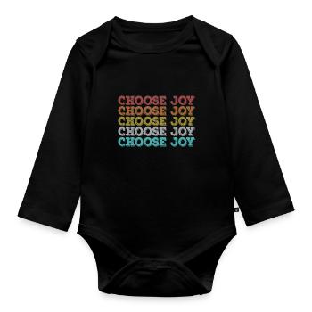Choose Joy Inspirational Retro Comfort Mental - Baby Bio-Langarm-Body - Schwarz - Vorne