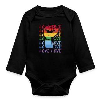 LGBTQ Gay Lesbian Bi Queer Trans CSD - Organic Longsleeve Baby Bodysuit - black - Front