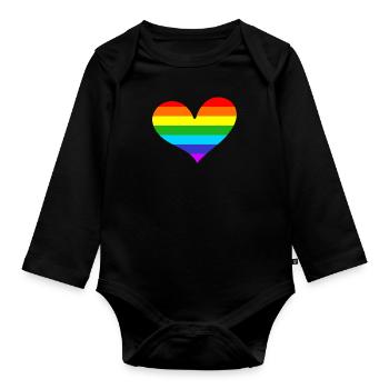 LGBTQ Gay Lesbian Bi Queer Trans CSD - Organic Longsleeve Baby Bodysuit - black - Front