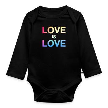 LGBTQ Gay Lesbian Bi Queer Trans CSD - Organic Longsleeve Baby Bodysuit - black - Front