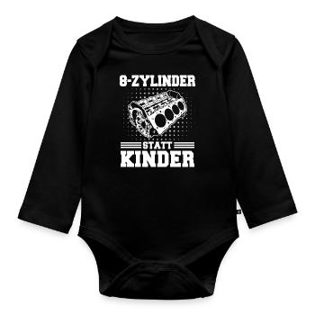V8 Motor 8 Zylinder Hubraum Auto Tuning Tuner - Baby Bio-Langarm-Body - Schwarz - Vorne