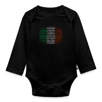 Italy Flag Vintage Italian Flag Distressed Look - Organic Longsleeve Baby Bodysuit - black - Front