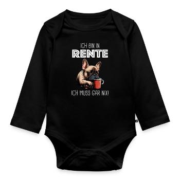 Ruhestand Rentner Rente Pension Renteneintritt - Baby Bio-Langarm-Body - Schwarz - Vorne