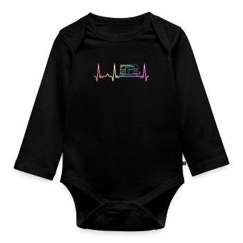 Camping Caravan Camper Motorhome - Organic Longsleeve Baby Bodysuit - black - Front