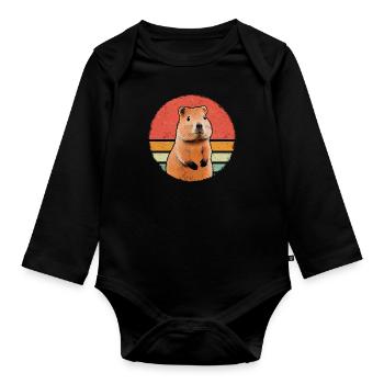 Capybara Capybara Animal rongeur - Body Bébé bio manches longues - noir - Devant