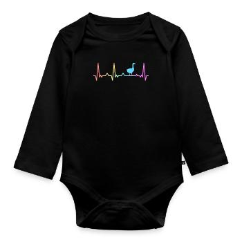 Goose Animal Bird Geese - Organic Longsleeve Baby Bodysuit - black - Front