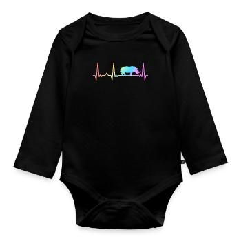 Nashorn Rhinozeros - Baby Bio-Langarm-Body - Schwarz - Vorne
