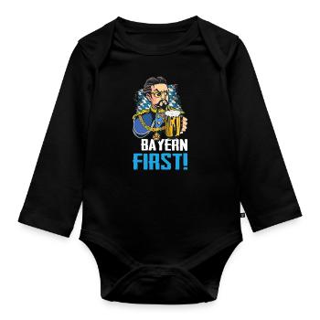Free State of Bavaria Bavarian - Organic Longsleeve Baby Bodysuit - black - Front