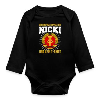 Ostdeutschland Osten Ossi DDR Heimat Ostblock - Baby Bio-Langarm-Body - Schwarz - Vorne