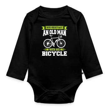 Vélo Vélo de montagne Cyclisme - Body Bébé bio manches longues - noir - Devant
