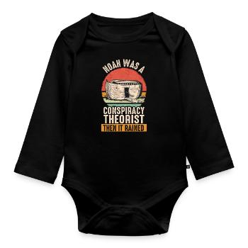 conspiracy theorist conspiracy theory - Organic Longsleeve Baby Bodysuit - black - Front