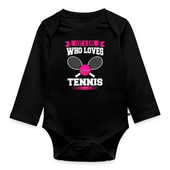 Tennis Tennis Player - Organic Longsleeve Baby Bodysuit - black - Front