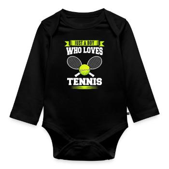 Tennis Tennis Player - Organic Longsleeve Baby Bodysuit - black - Front