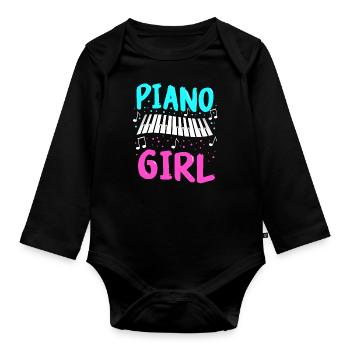 Piano Klavier Pianiste Instrument - Body Bébé bio manches longues - noir - Devant