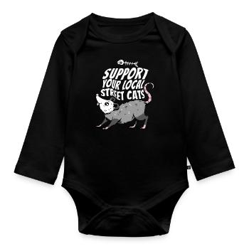 Opossum Possum Animal - Organic Longsleeve Baby Bodysuit - black - Front