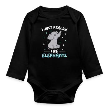 Elephant Animal Elephant Zoo - Organic Longsleeve Baby Bodysuit - black - Front