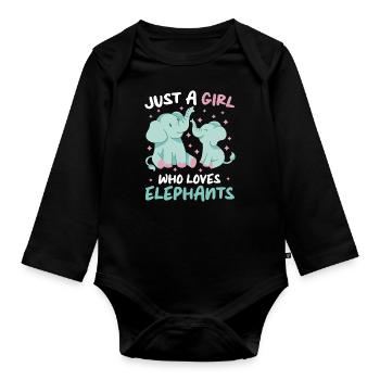 Elephant Animal Elephant Zoo - Organic Longsleeve Baby Bodysuit - black - Front