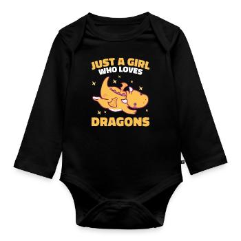 Drache Mystisch Drachen Fantasie - Baby Bio-Langarm-Body - Schwarz - Vorne