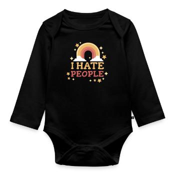 Funny, sarcasm, sarcastic humor, irony - Organic Longsleeve Baby Bodysuit - black - Front
